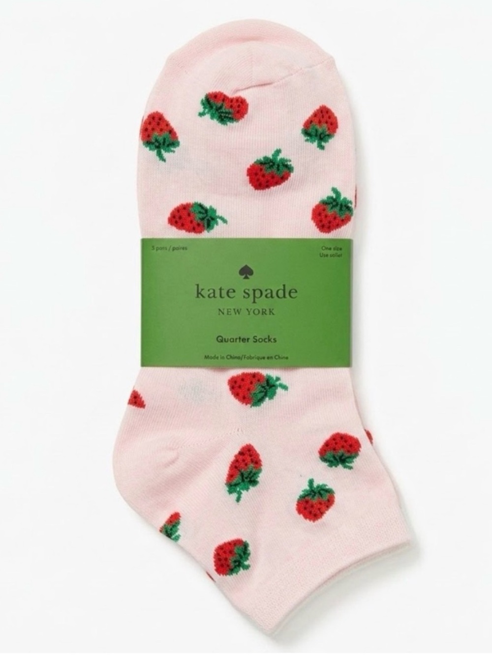 New kate spade Pink Strawberry Ankle Socks